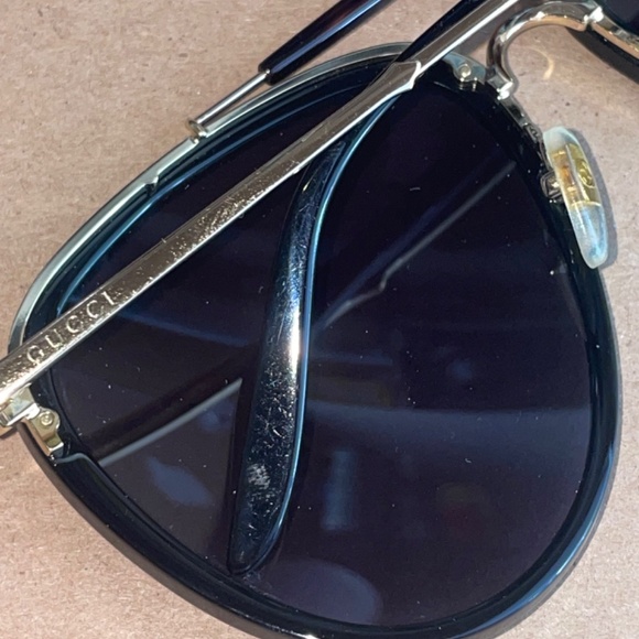 GUCCI Black Gold Frame Aviator Sunglasses Unisex GG0672S-001 58-19-145 - Picture 9 of 11